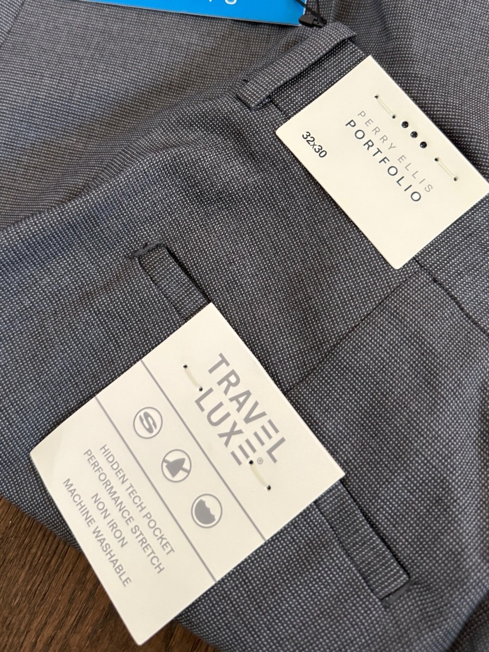 NWT Perry Ellis Portfolio Travel Luxe Slim Fit Dress Pants — Grey, 32x30